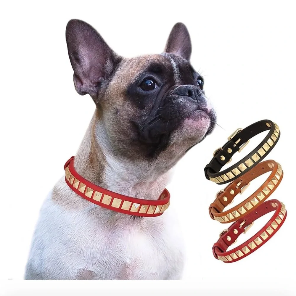 Leather studded dog collar